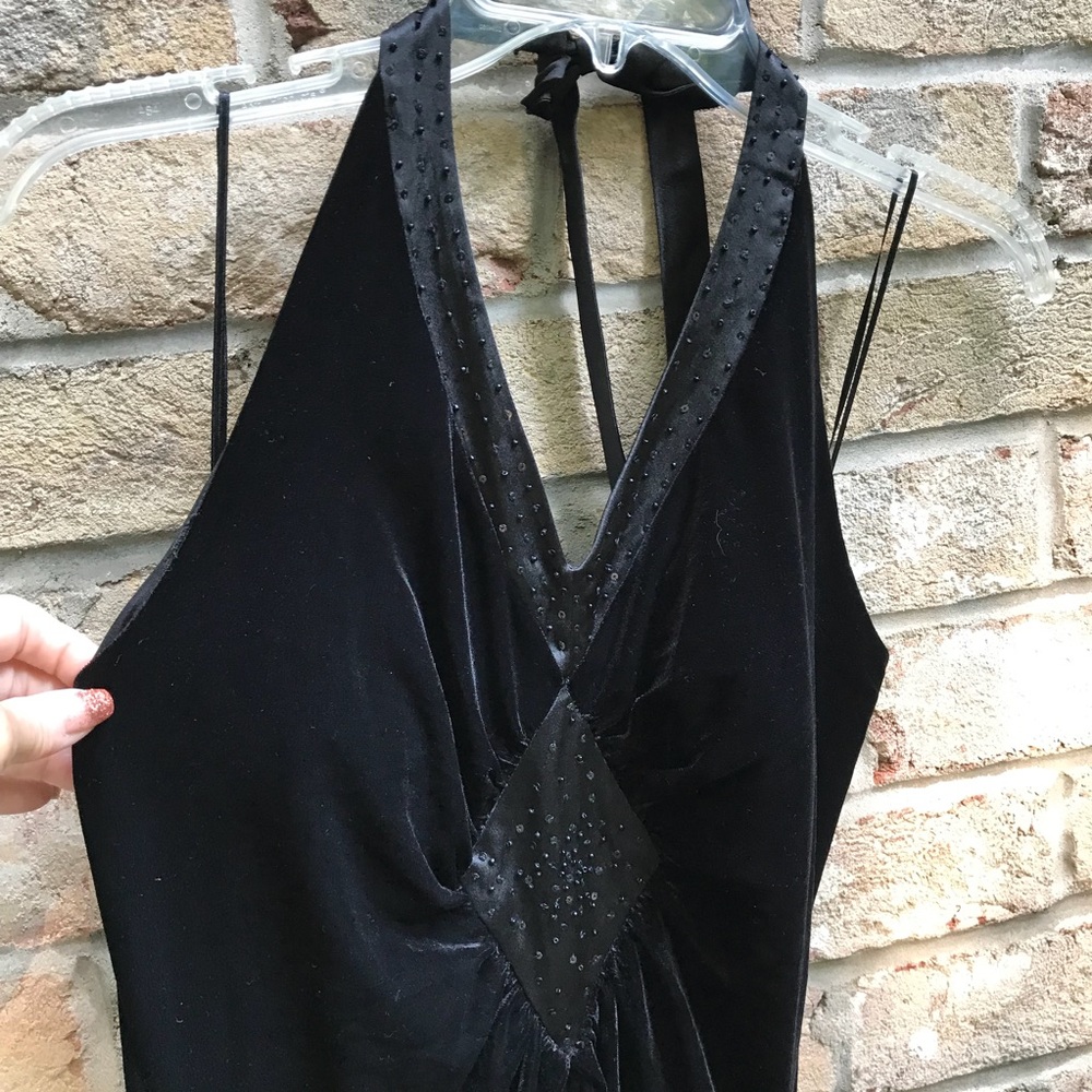 Simply stunning black velvet halter dress